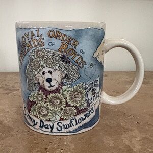 Vintage Sunny Day Sunflowers Blue Ceramic Mug